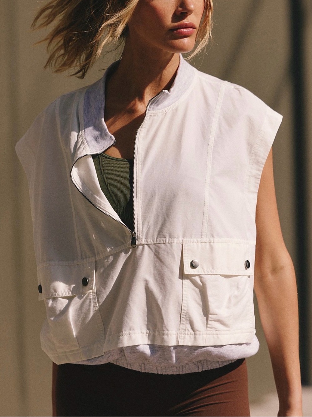 Free People Movement Present Moment Vest White-Grey-L-Athletic Athleisure